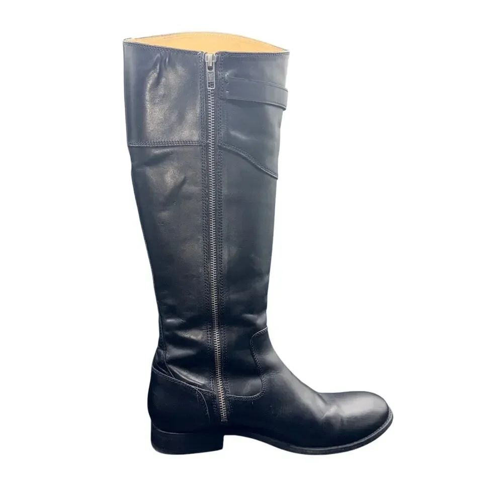Frye Molly Button Tall Riding Boots Black Leather Women’s Size 10 B